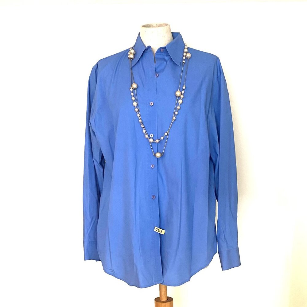 Oscar de la Renta Blue Long-Sleeve Shirt